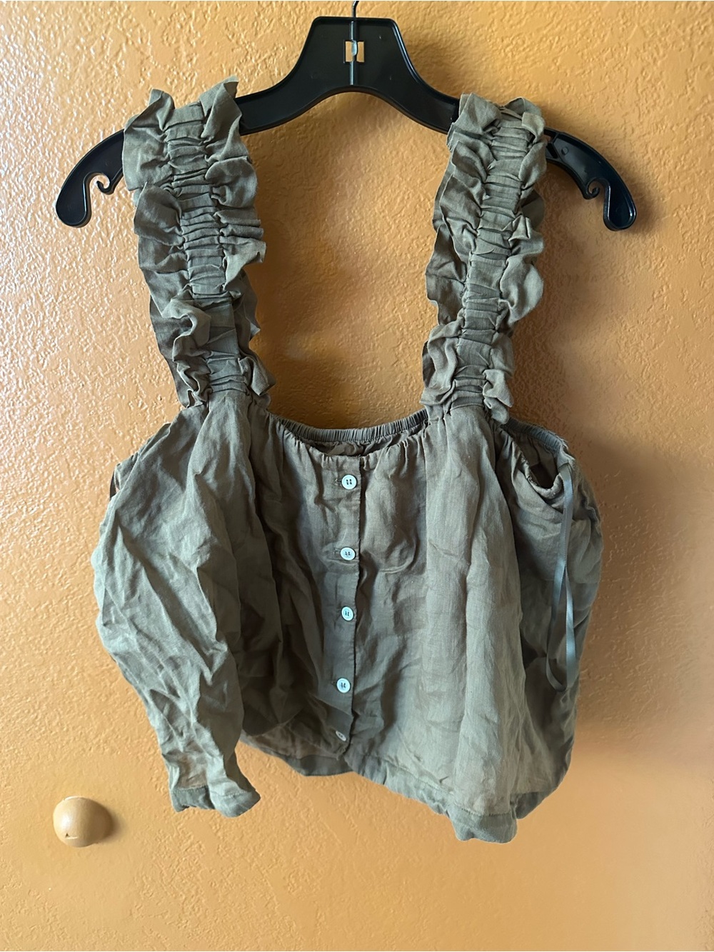 Frame Olive Ruffle-Shoulder Tank - Picture 3 of 3